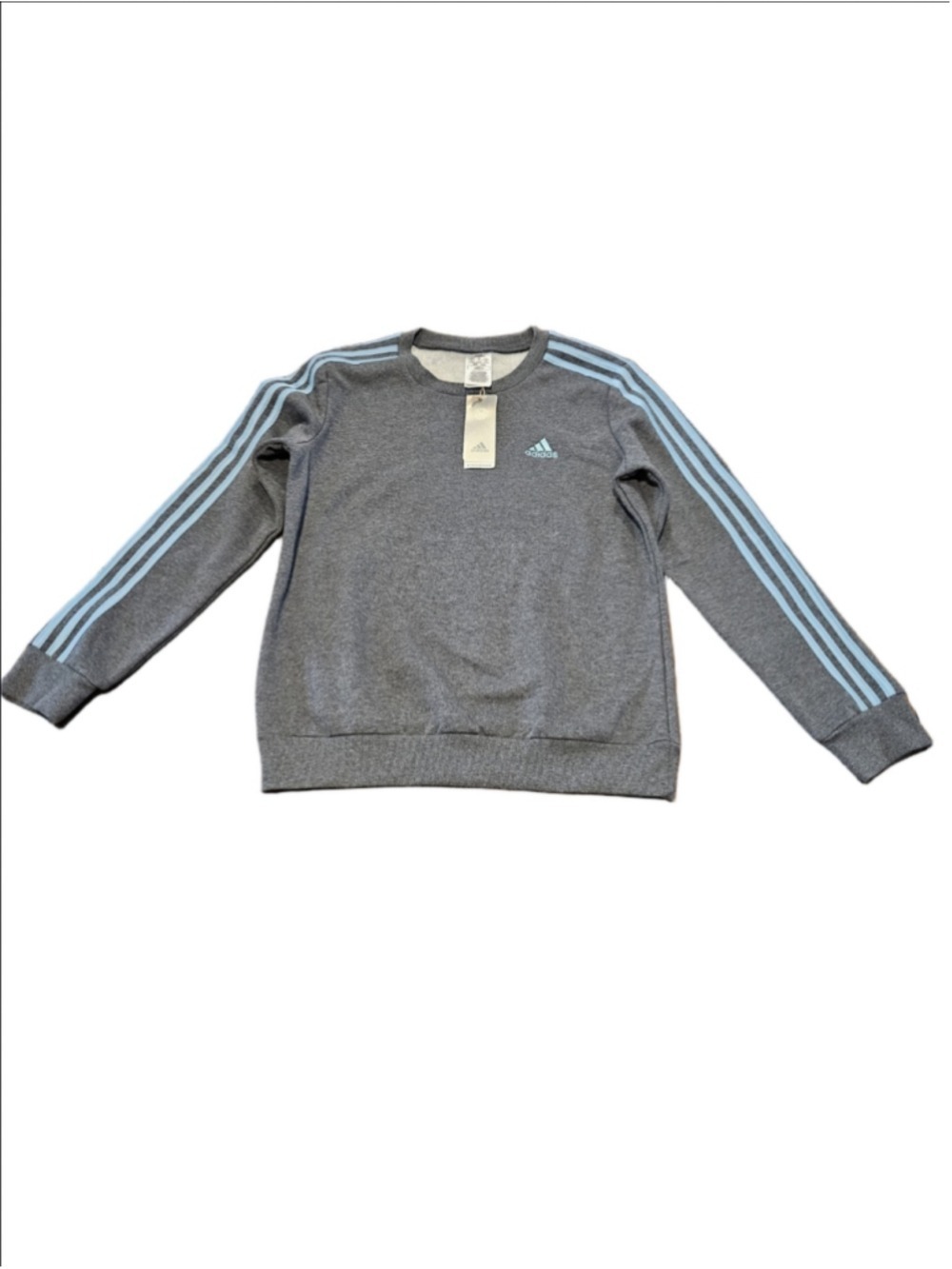 Women's Adidas New With Tags Grey & Blue 3-Stripe Sweatshirt M